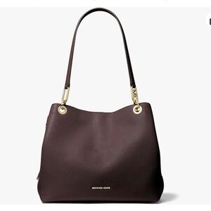 MICHAEL KORS KENSINGTON LARGE PEBBLED LEATHER TOTE BAG  CHOCOLATE BROWN